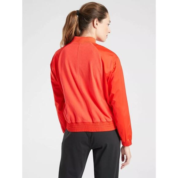 Athleta Women's Orange Zion Microfleece Full Zip Bomber Jacket Size Small - Picture 2 of 9